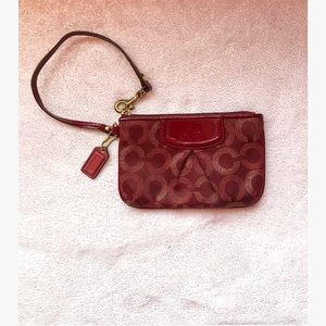 Coach Classic Monogram Wristlet Deep Burgundy